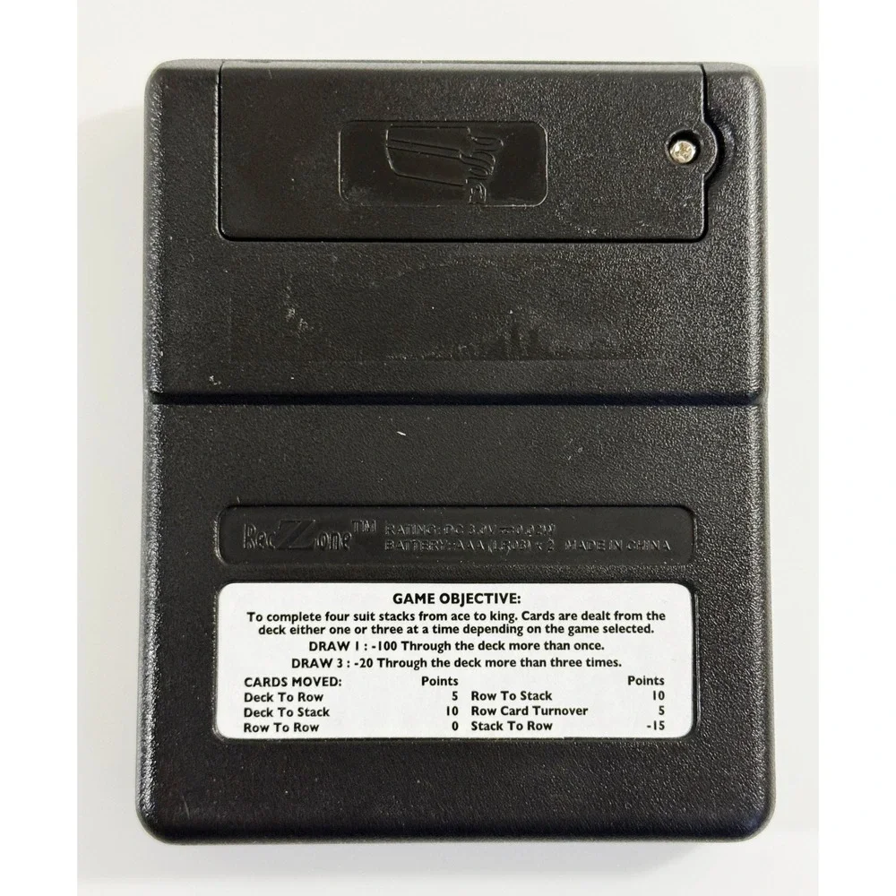 Radica Solitaire Handheld Game Black Excellent RedZone Draw 1 3‎ Retro